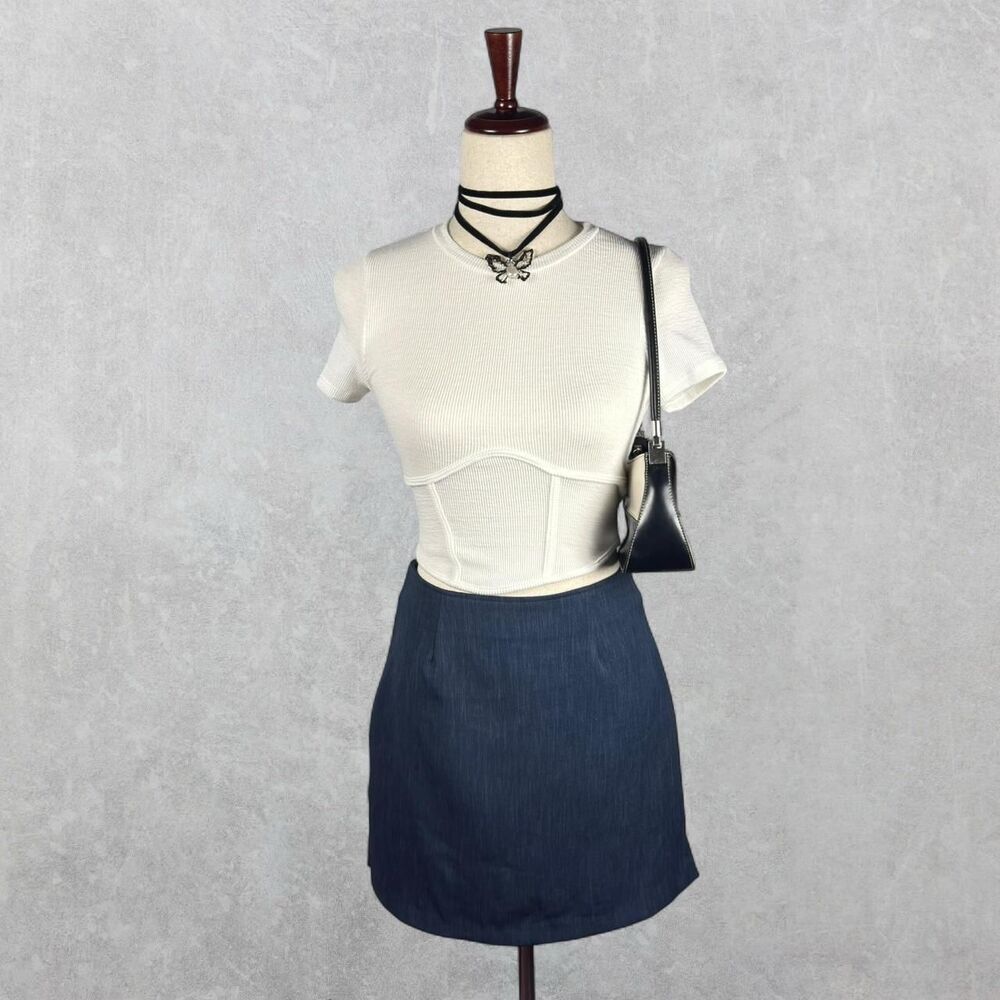 Vintage 90s La Belle Dark Blue Teal Miniskirt